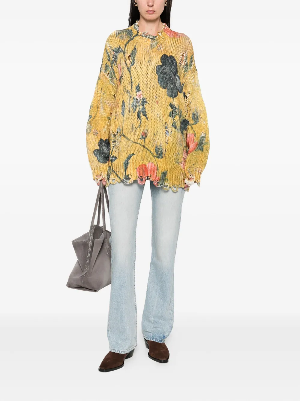 Расклешенные джинсы с эффектом потертости Enfants Riches Déprimés