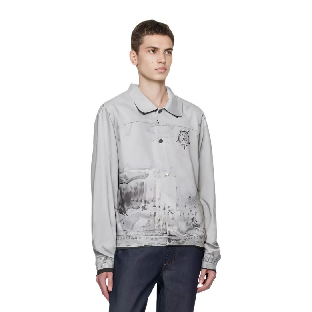 ENFANTS RICHES DEPRIMES Выцветшая джинсовая куртка с принтом - вид 3